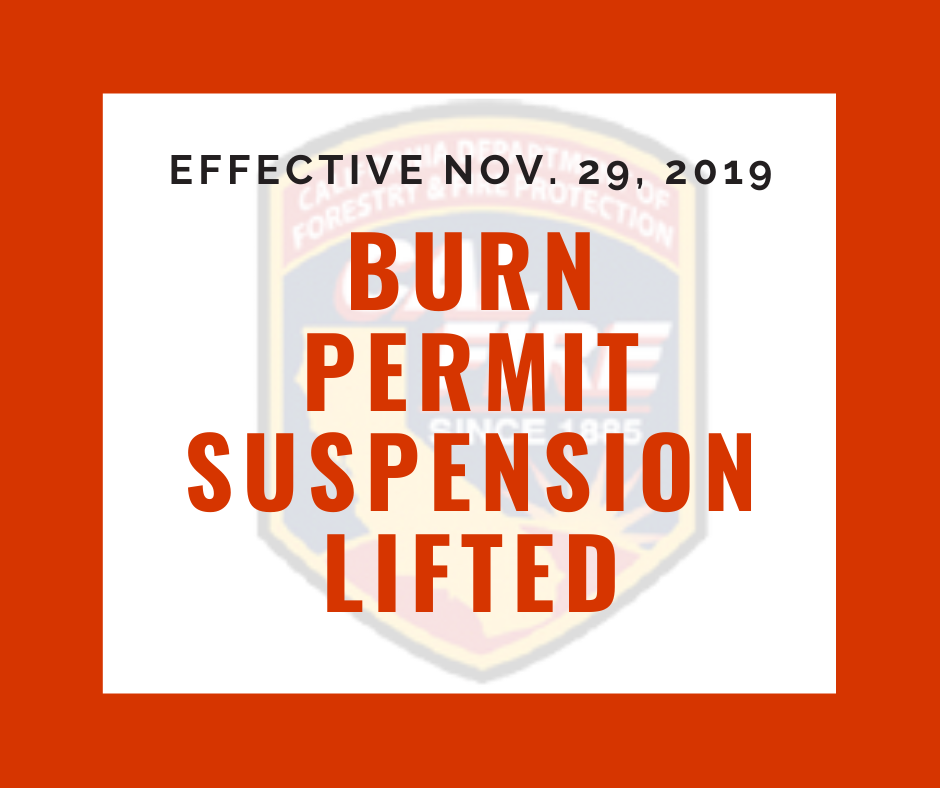 Burn Permit Suspension Lifted