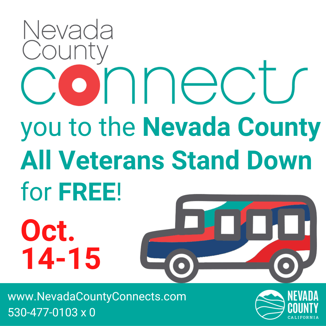 Nevada County Connects Buses Offer Free Fares to Veterans Stand Down Oct 14 - 15 2022