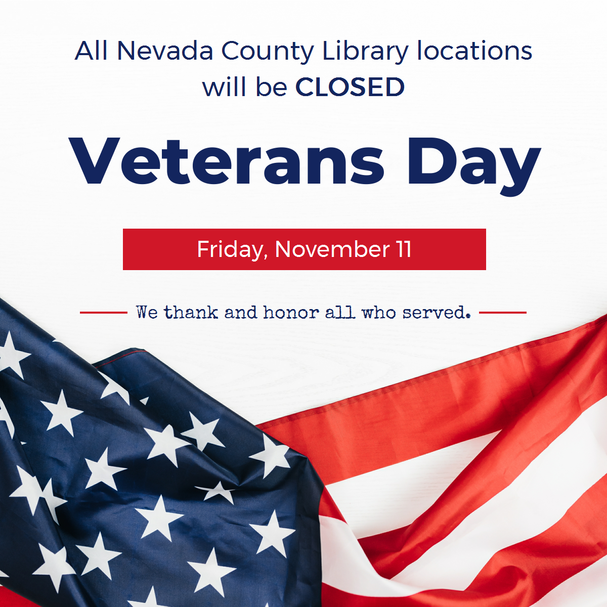 Veterans Day american flag with red and blue text