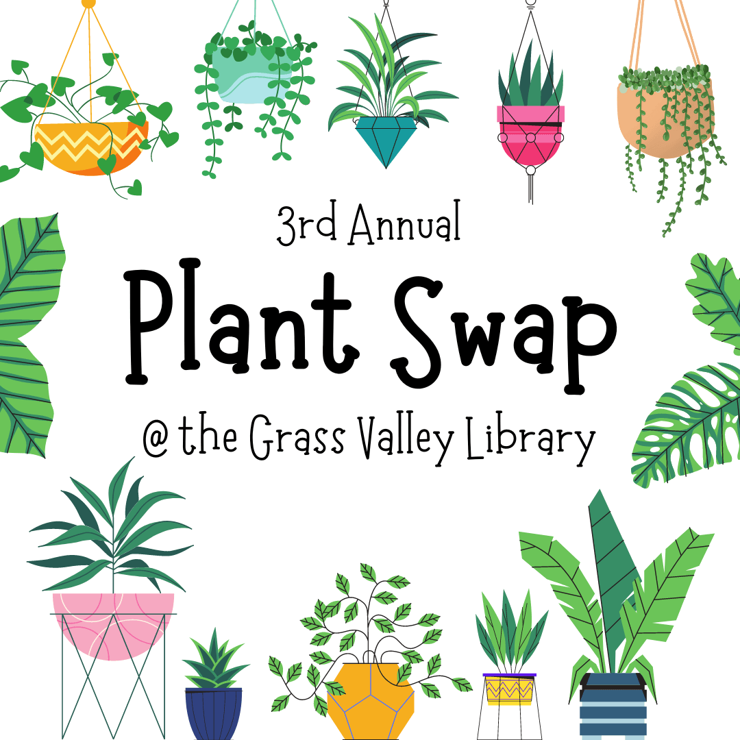 Pen and ink drawings of a variety of plants in bright colors with text on white background