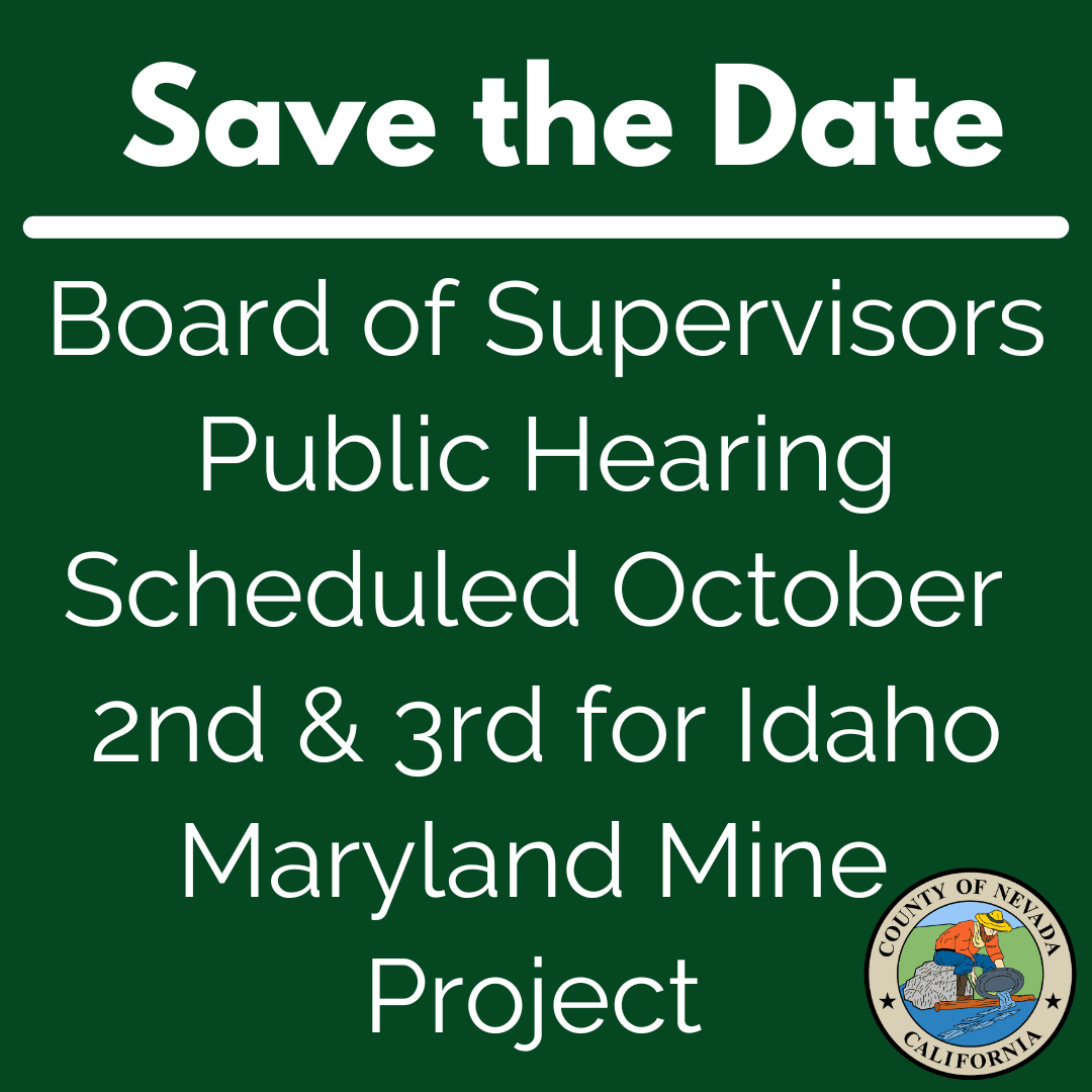 Save the Date: Board of Supervisors Public Hearing Scheduled October 2nd & 3rd for IMM/Rise Project