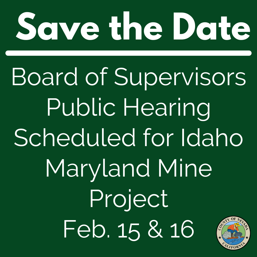 Save the Date - Board of Supervisors Public Hearing Scheduled for Idaho Maryland Mine Project Feb 15