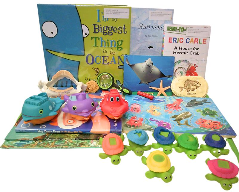 ocean-themed children's toys and books 
