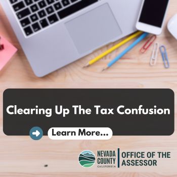 Picture of a laptop, phone, pencils and paperclips from the Nevada County Assessor's Office