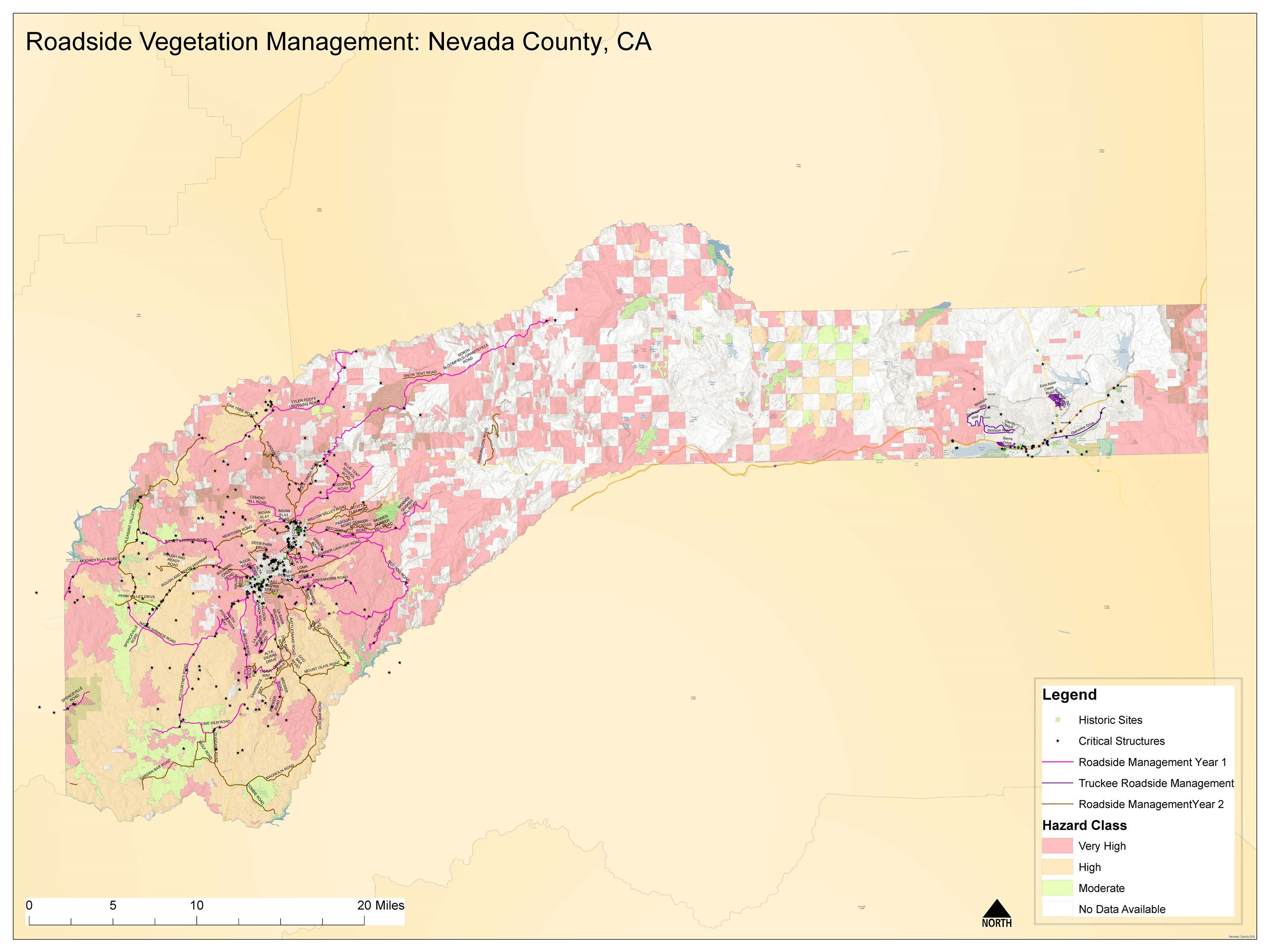 Nevada County Roadside Vegetation Management Map FEMA Grant Opens in new window