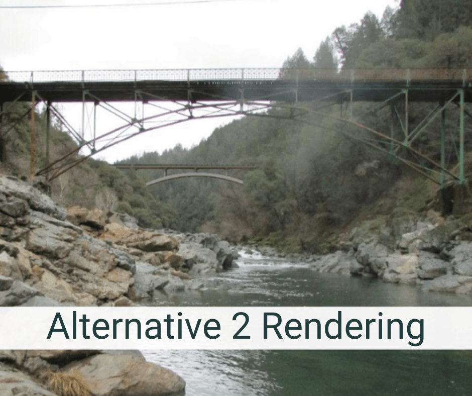 Alternative 2 Rendering of arched bridge approx. 1000 feet upstream of Edwards Bridge