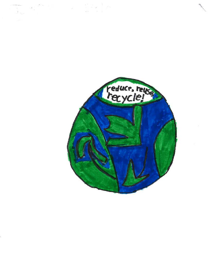Student's artwork on reduce, reuse, recycle