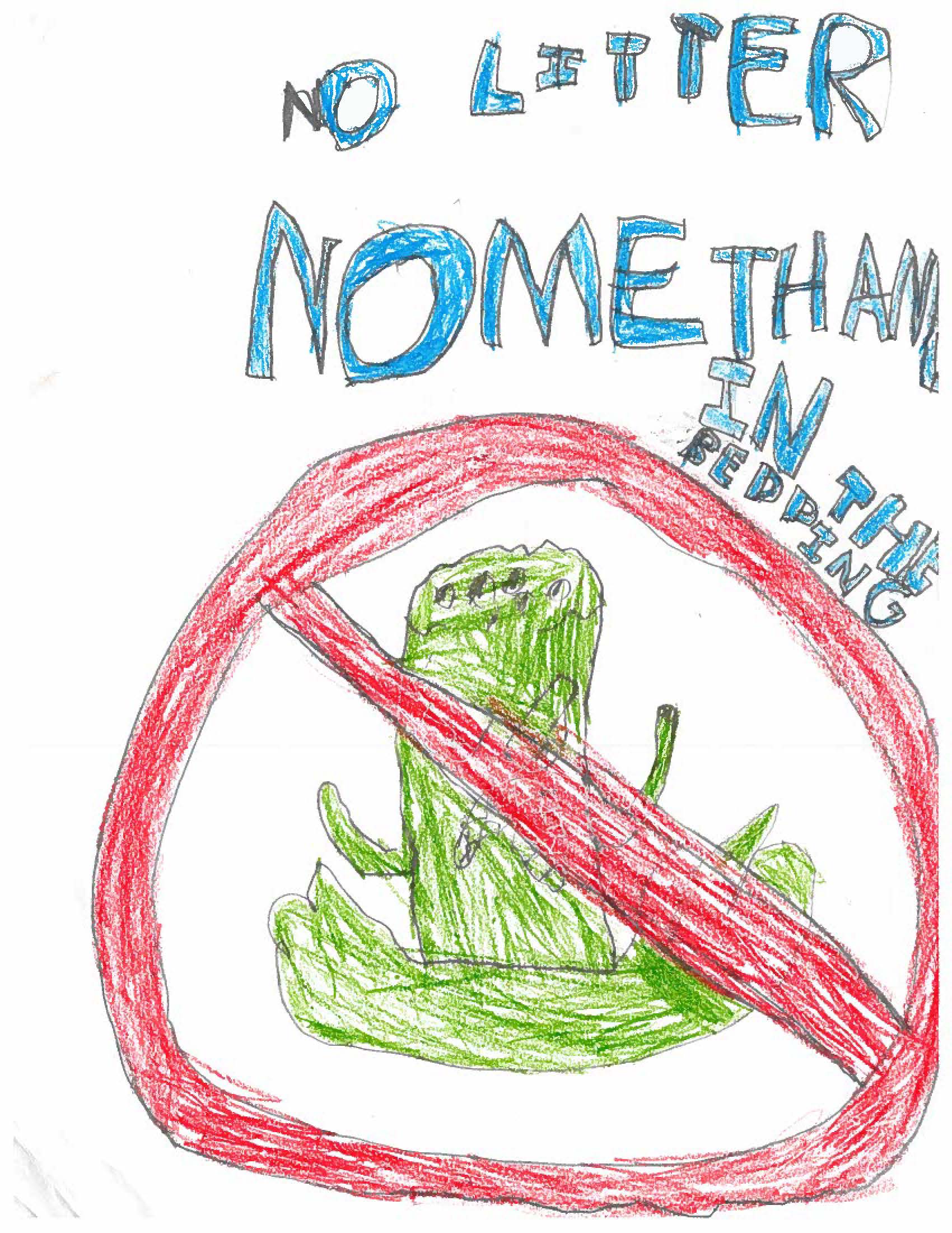 Drawing of caricature of methane and \"don't litter, no methane\"