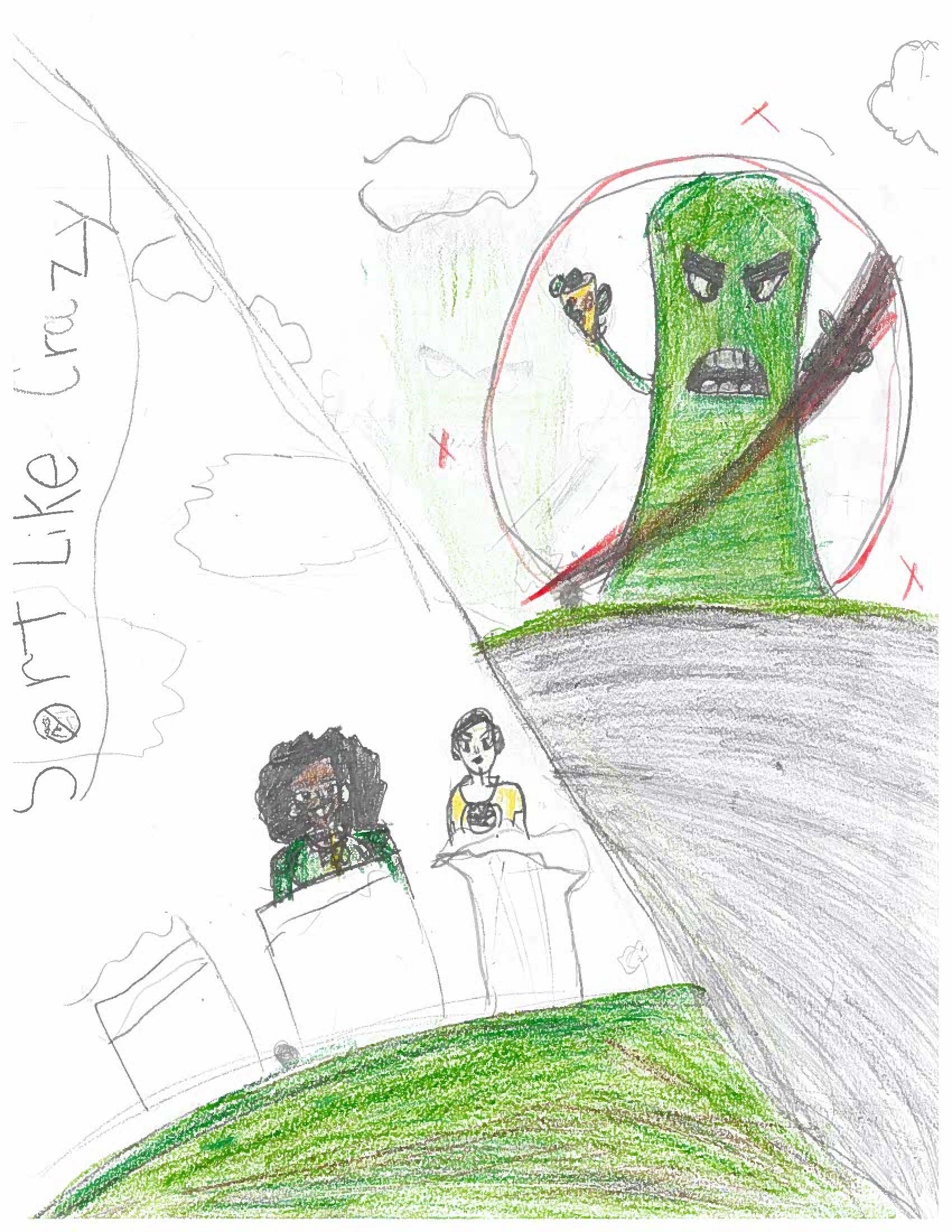 Drawing of methane caricature and \"sort like crazy\"