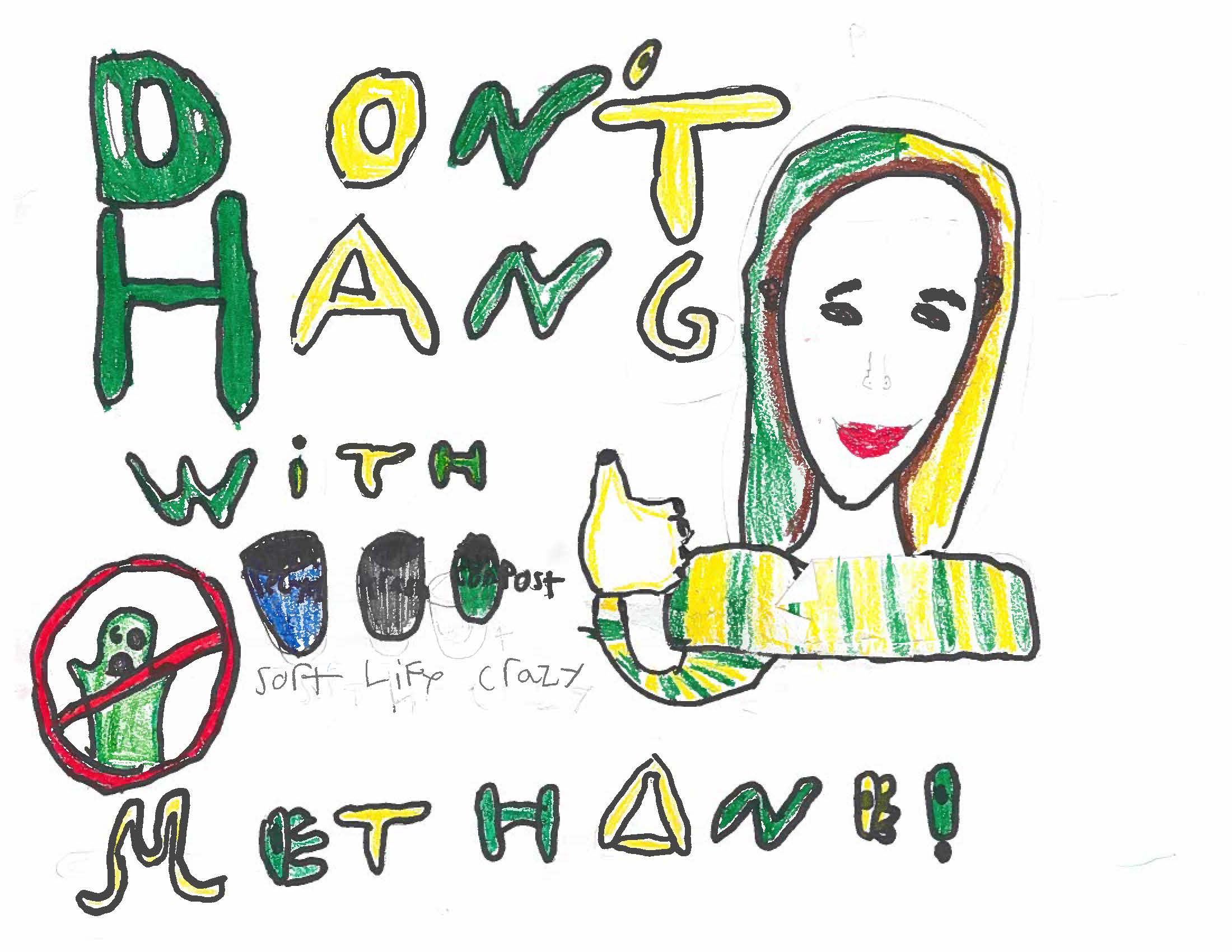 Person with thumbs up and \"don't hang with methane\"