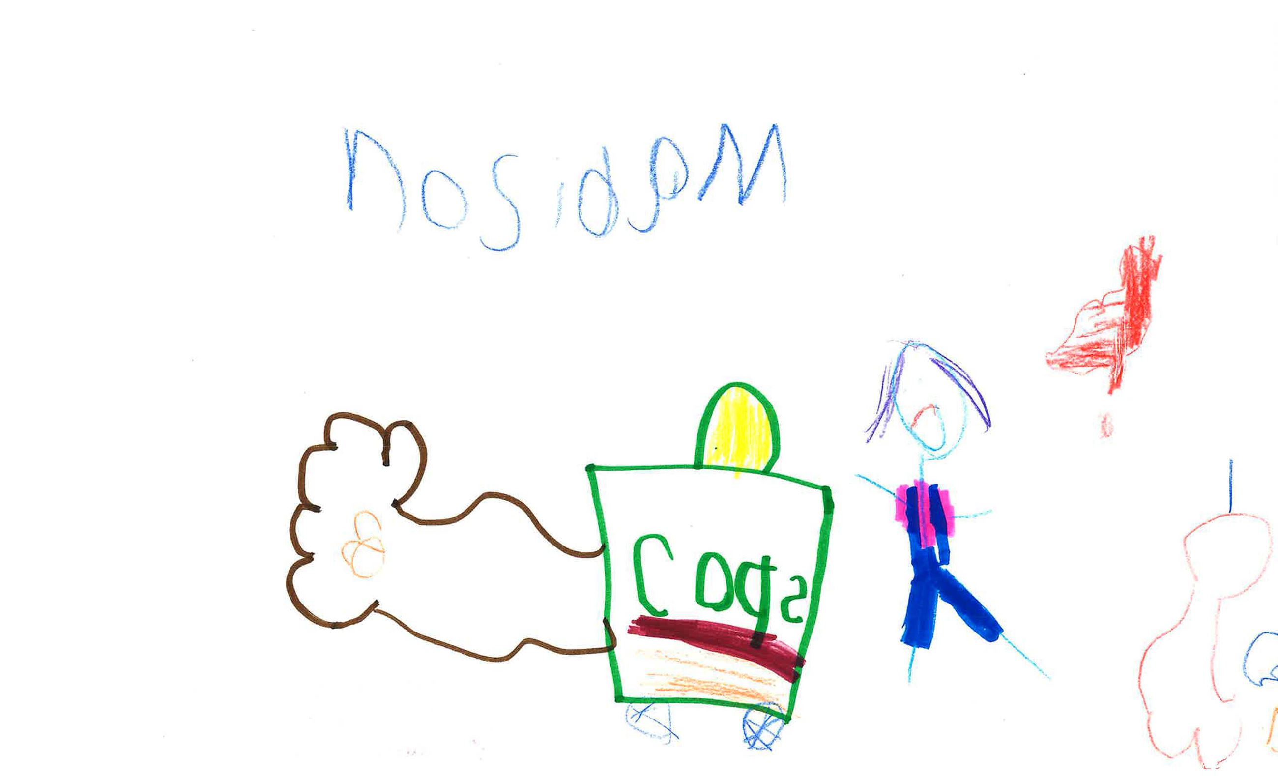 Drawing of person with compost bin